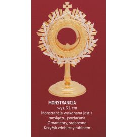 Monstrancja pozłacana wys. 31 cm (22) - MONSTRANCJE - zdjęcie 2 - Monstrancja pozłacana wys. 31 cm (22)