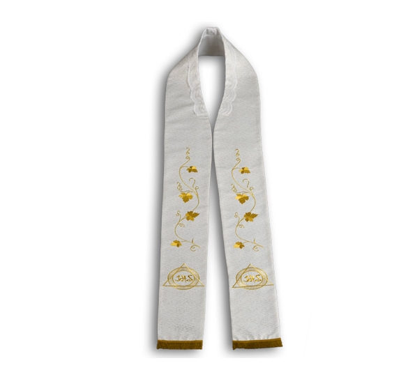 Stuła kapłańska IHS - kremowa - EUCHARYSTYCZNE - Nowość