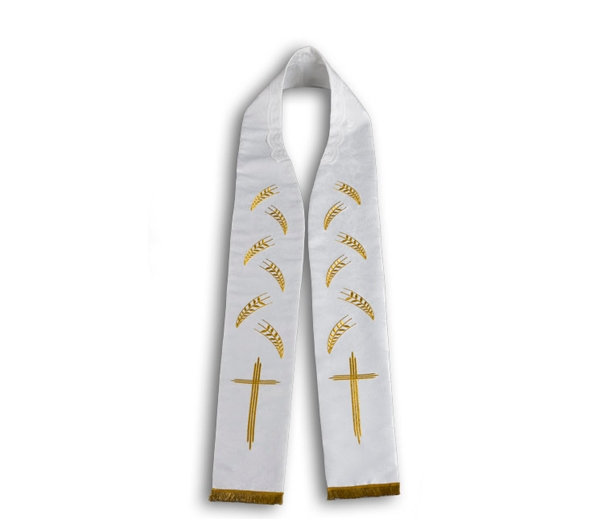 Stuła kapłańska krzyż i kłosy - haftowana (22) - EUCHARYSTYCZNE - Nowość