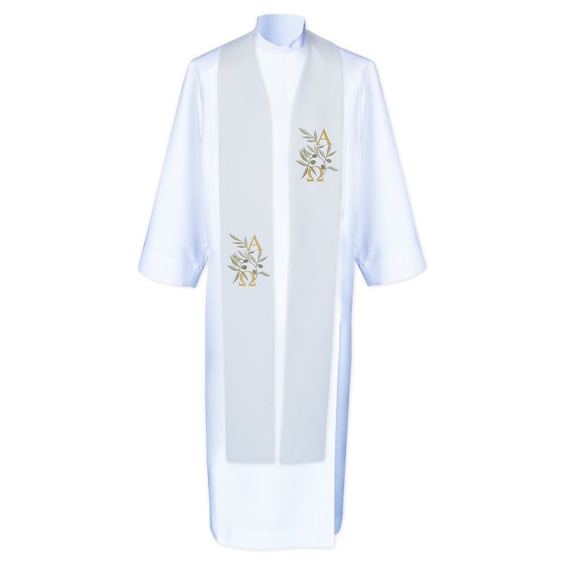 Stuła kapłańska Alfa i Omega - haftowana (4) - EUCHARYSTYCZNE - Stuła kapłańska Alfa i Omega - haftowana (4)