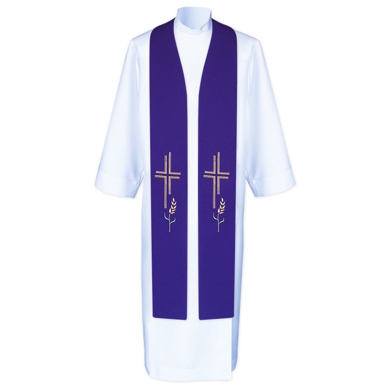 Stuła kapłańska krzyż i kłosy - haftowana (5) - EUCHARYSTYCZNE - Stuła kapłańska krzyż i kłosy - haftowana (5)