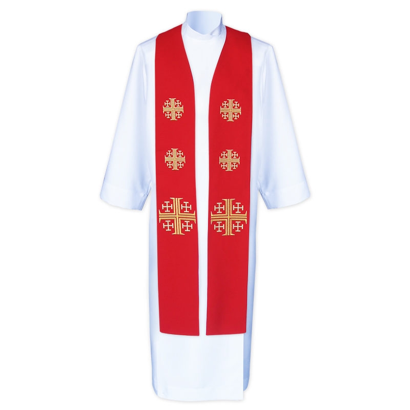 Stuła kapłańska do koncelebry - Krzyże Jerozolimskie (8) - KONCELEBRA - zdjęcie 4 - Stuła kapłańska do koncelebry - Krzyże Jerozolimskie (8)