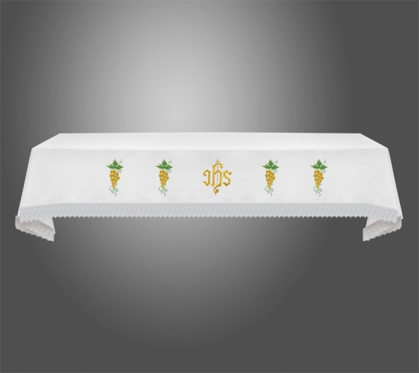 Obrus ołtarzowy haftowany - IHS, winogrona - OBRUSY OŁTARZOWE - Nowość