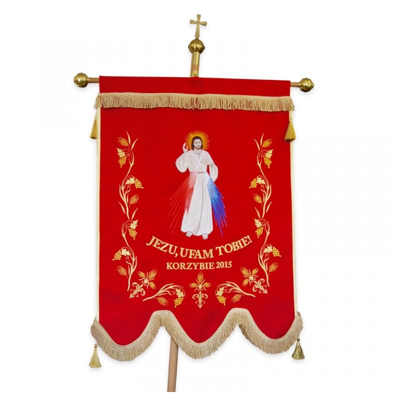 Chorągiew haftowana jednostronna - Jezu Ufam Tobie - CHORĄGWIE, SZTANDARY - Chorągiew haftowana dwustronna - Jezu Ufam Tobie