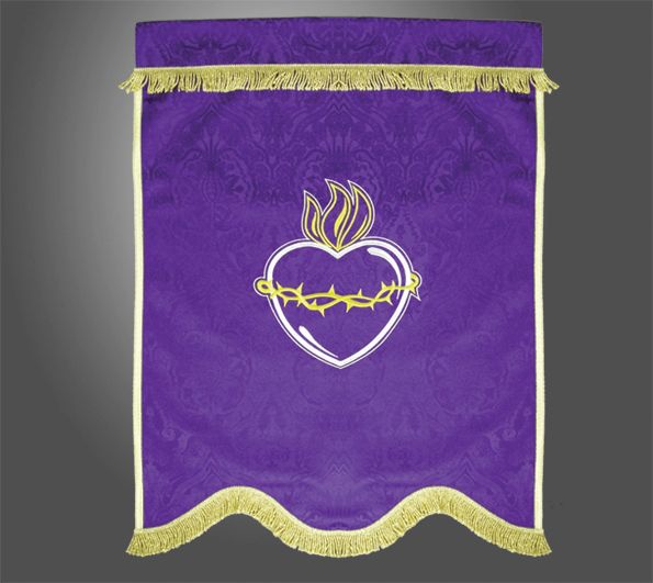 Chorągiew pogrzebowa Serce w koronie - 1 stronna - CHORĄGWIE, SZTANDARY - Nowość
