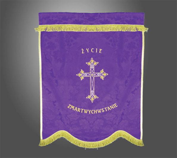 Chorągiew pogrzebowa - Życie Zmartwychwstanie - 1 stronna - CHORĄGWIE, SZTANDARY - Nowość