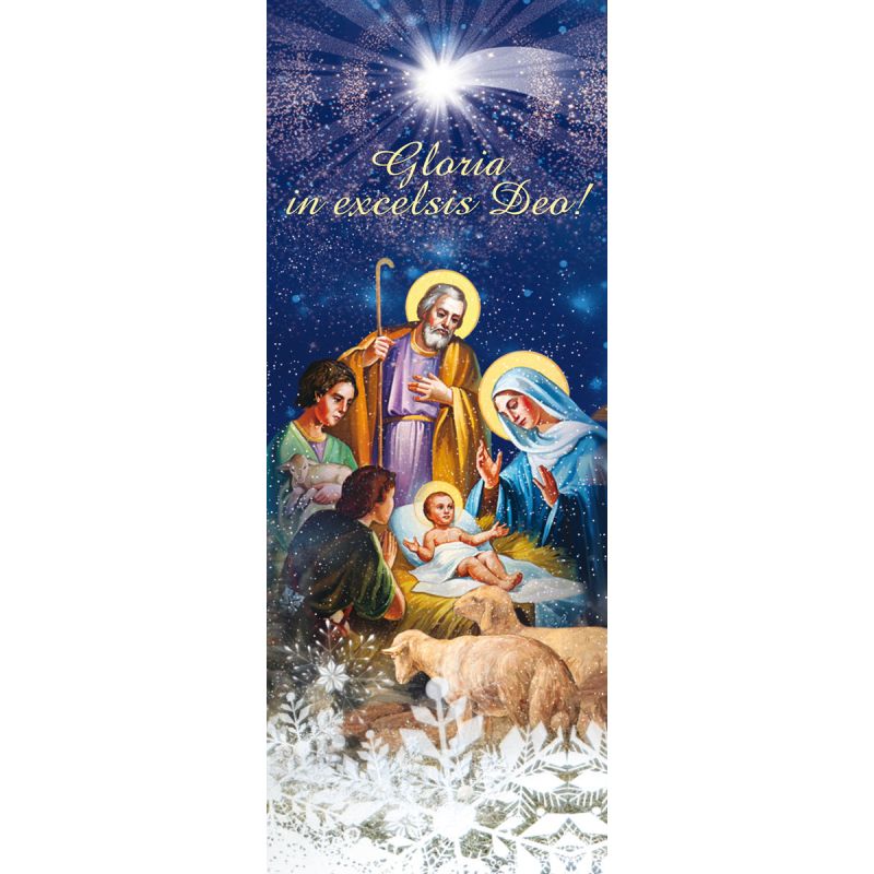 Baner Bożonarodzeniowy - 2023 - Boże Narodzenie - Baner Bożonarodzeniowy -  " Gloria in Excelsis Deo" niebieski z gwiazdą