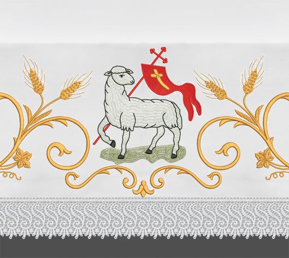 Obrus ołtarzowy wielkanocny  - Baranek (2) - OBRUSY OŁTARZOWE - Obrus ołtarzowy wielkanocny - Alleluja (2)