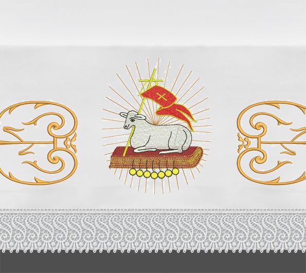 Obrus ołtarzowy wielkanocny  - Baranek (3) - OBRUSY OŁTARZOWE - Nowość