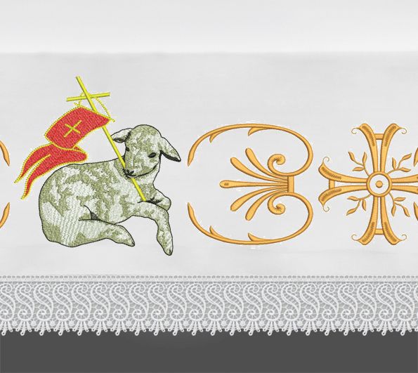 Obrus ołtarzowy wielkanocny  - Baranek (4A) - OBRUSY OŁTARZOWE - Nowość