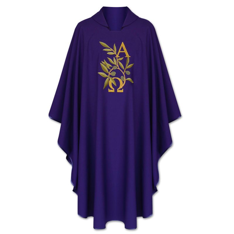 Ornat Alfa Omega+kłosy (kolory liturgiczne) - Ornaty haftowane - zdjęcie 2 - Ornat Alfa Omega+kłosy (kolory liturgiczne)