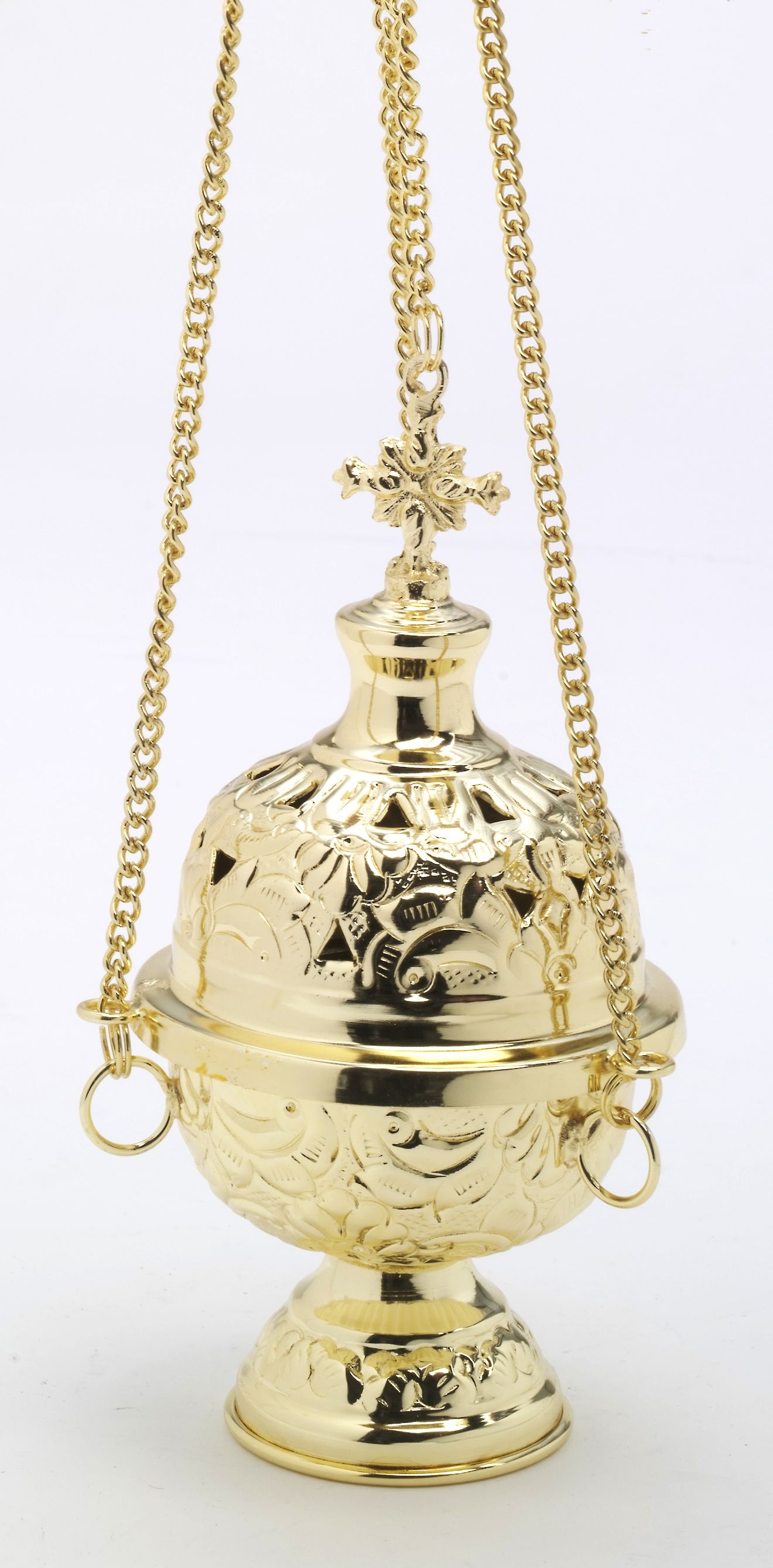 Trybularz mosiężny, pozłacany, zdobiony - 18 cm - TRYBULARZE, ŁÓDKI - Nowość