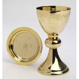 Kielich  z grawerem winogron + patena - 19 cm - KIELICHY MSZALNE