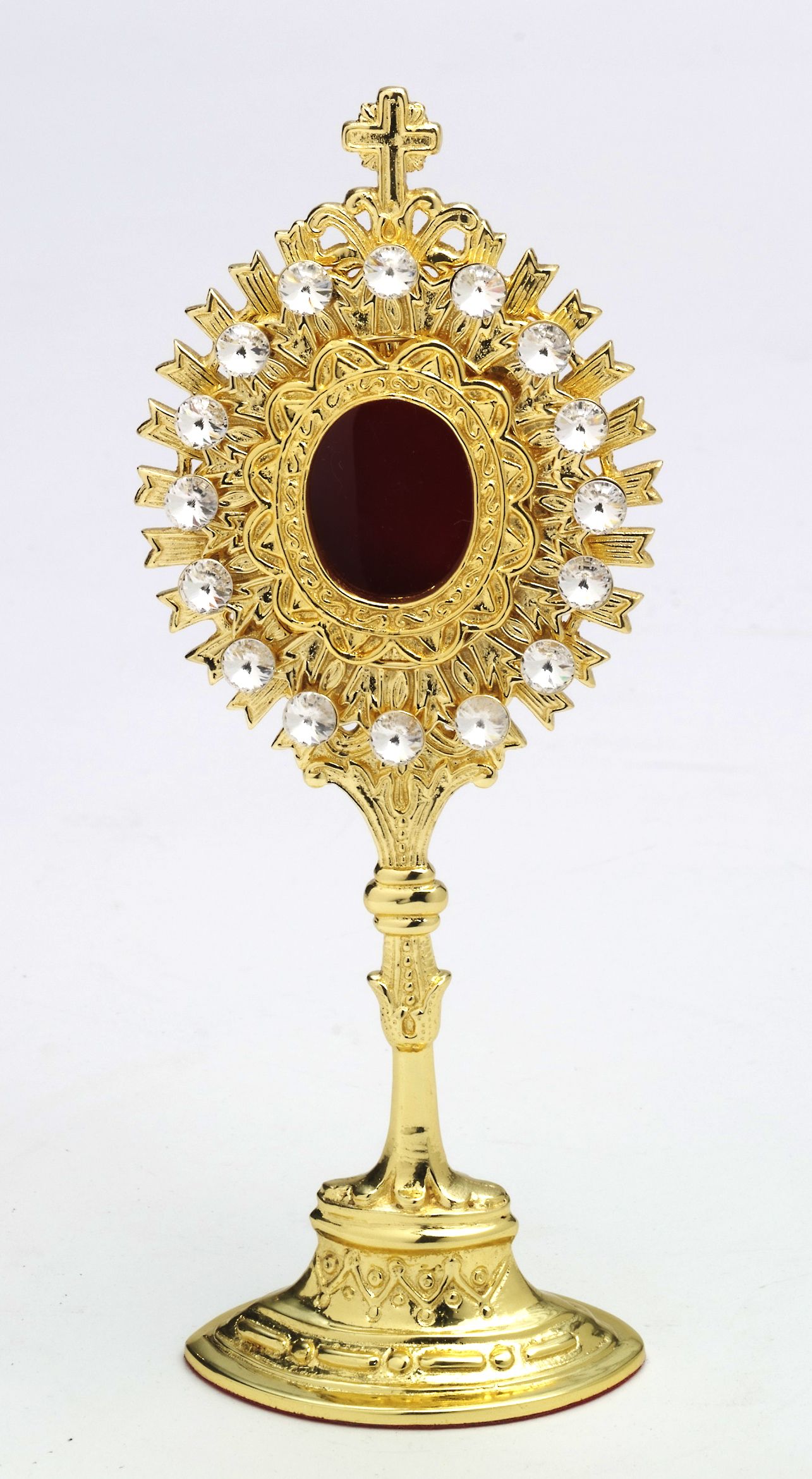 Relikwiarz z kamieniami szlachetnymi, pozłacany - 20 cm (1) - RELIKWIARZE - Nowość