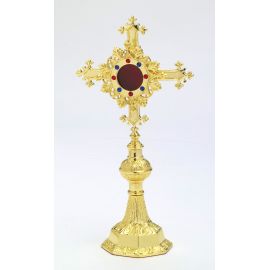 Relikwiarz z kamieniami szlachetnymi, pozłacany - 27 cm - RELIKWIARZE