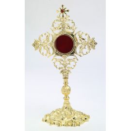 Relikwiarz z kamieniami szlachetnymi, pozłacany - 32 cm - RELIKWIARZE