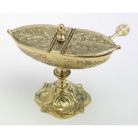 Łódka mosiężna kolor złoty, wys. 12 cm - TRYBULARZE, ŁÓDKI