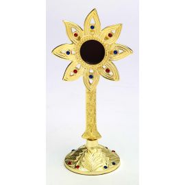 Relikwiarz z kamieniami szlachetnymi, pozłacany - 23 cm - RELIKWIARZE