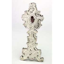 Relikwiarz srebrny na drewnie - 40 cm. - RELIKWIARZE