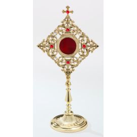 Relikwiarz - 32 cm, z kamieniami szlachetnymi, pozłacany (2) - RELIKWIARZE