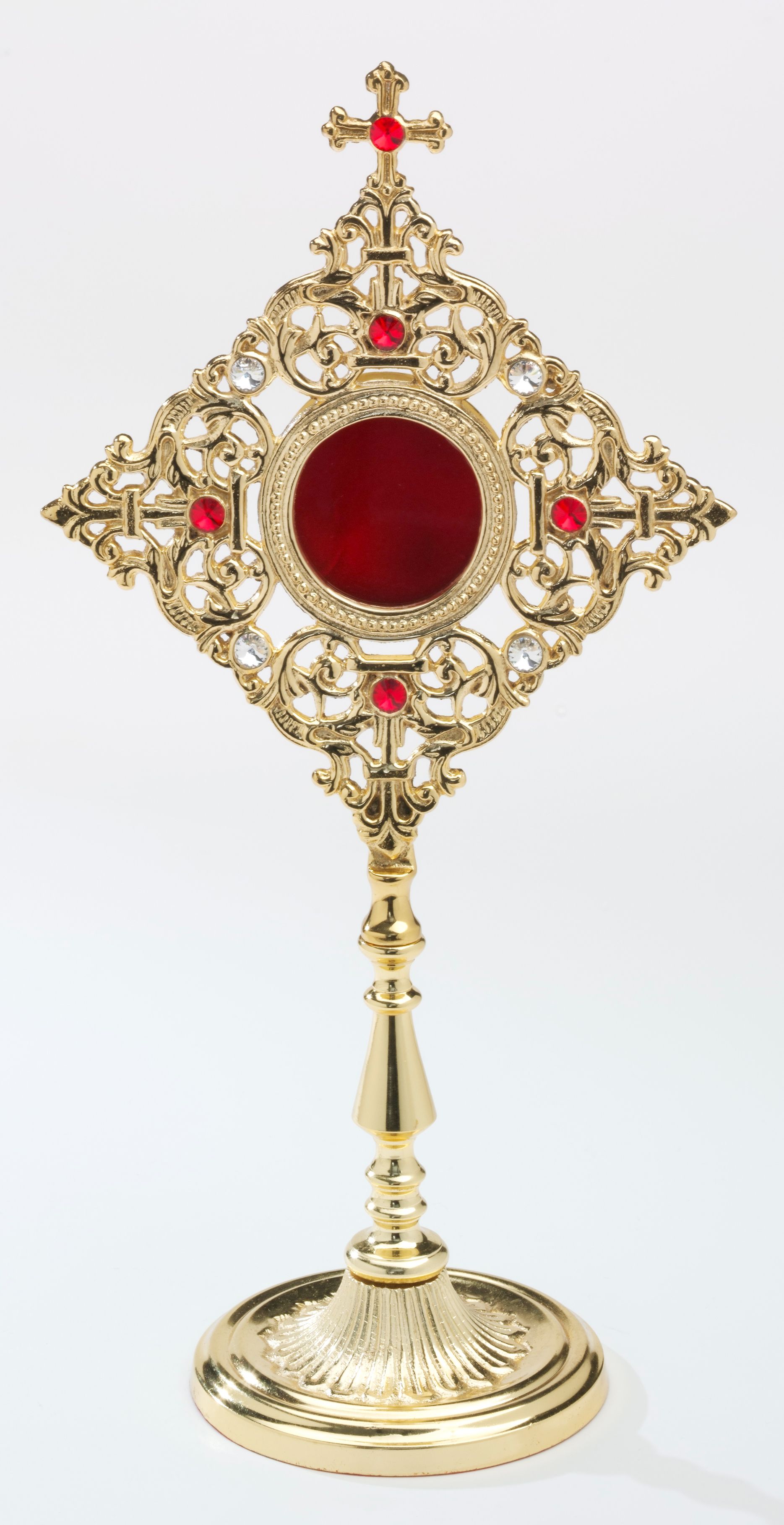 Relikwiarz - 32 cm, z kamieniami szlachetnymi, pozłacany (2) - RELIKWIARZE - Nowość