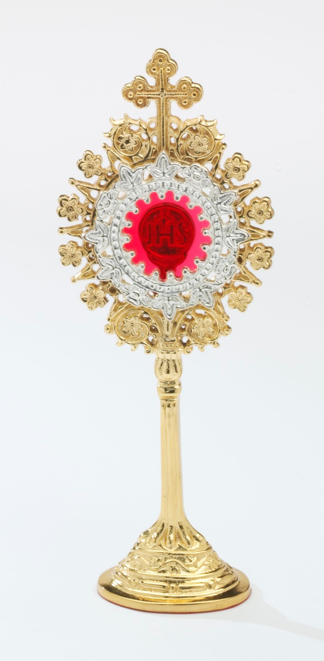 Relikwiarz pozłacany - 19,5 cm - RELIKWIARZE - zdjęcie 2 - Relikwiarz z kamieniami szlachetnymi, pozłacany - 19,5 cm