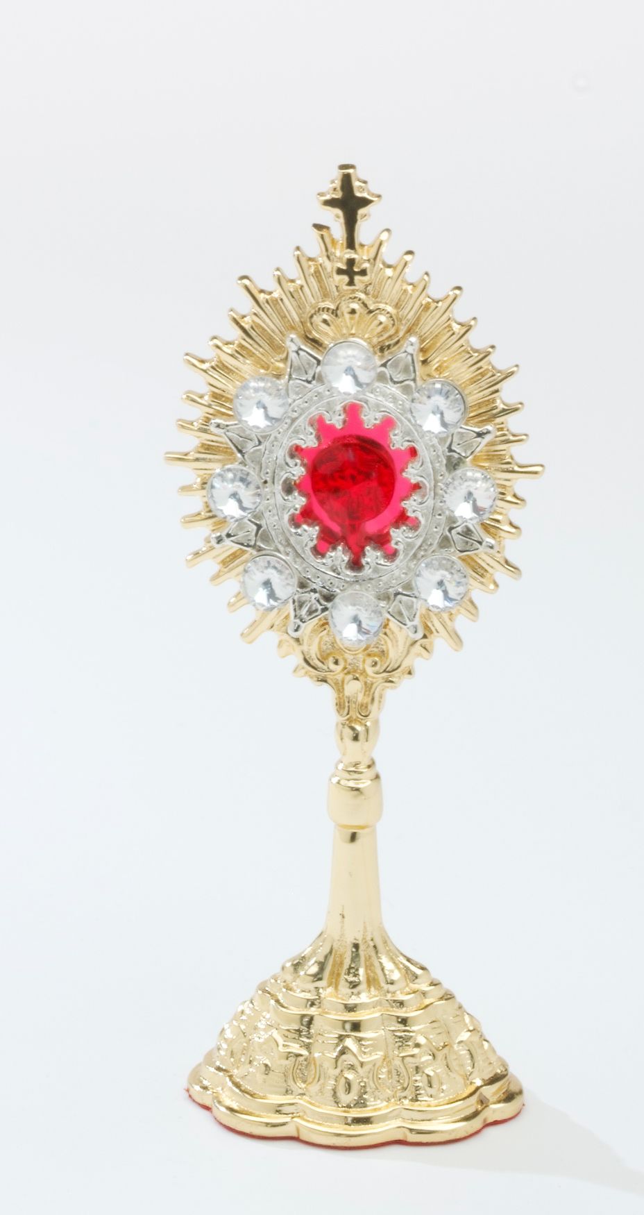 Relikwiarz  - 14,5 cm, z kamieniami szlachetnymi, pozłacany - RELIKWIARZE - Nowość