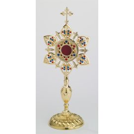 Relikwiarz - 39 cm, z kamieniami szlachetnymi, pozłacany - RELIKWIARZE