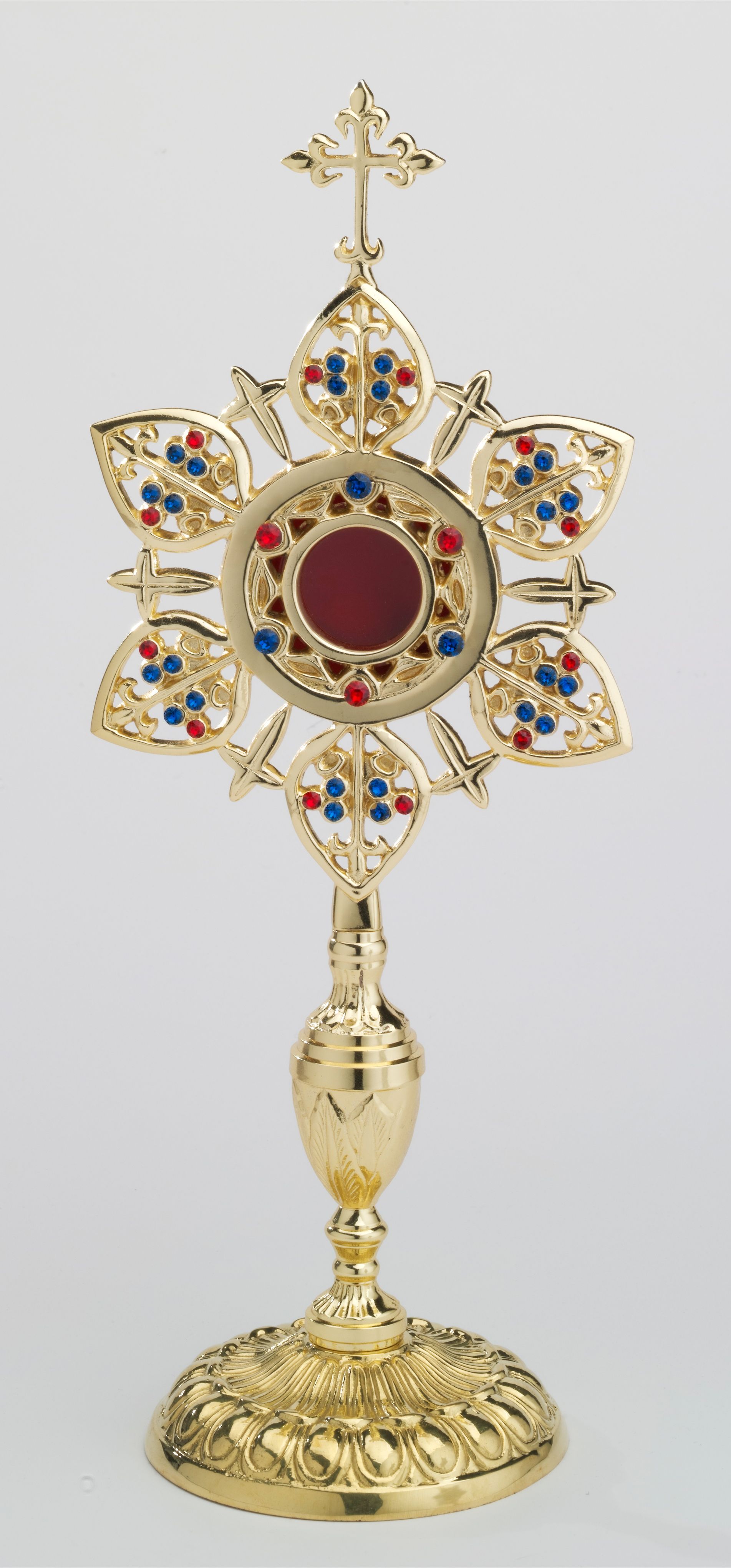 Relikwiarz - 39 cm, z kamieniami szlachetnymi, pozłacany - RELIKWIARZE - Nowość