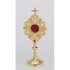 Relikwiarz - 25 cm z kamieniami szlachetnymi, pozłacany (1) - RELIKWIARZE