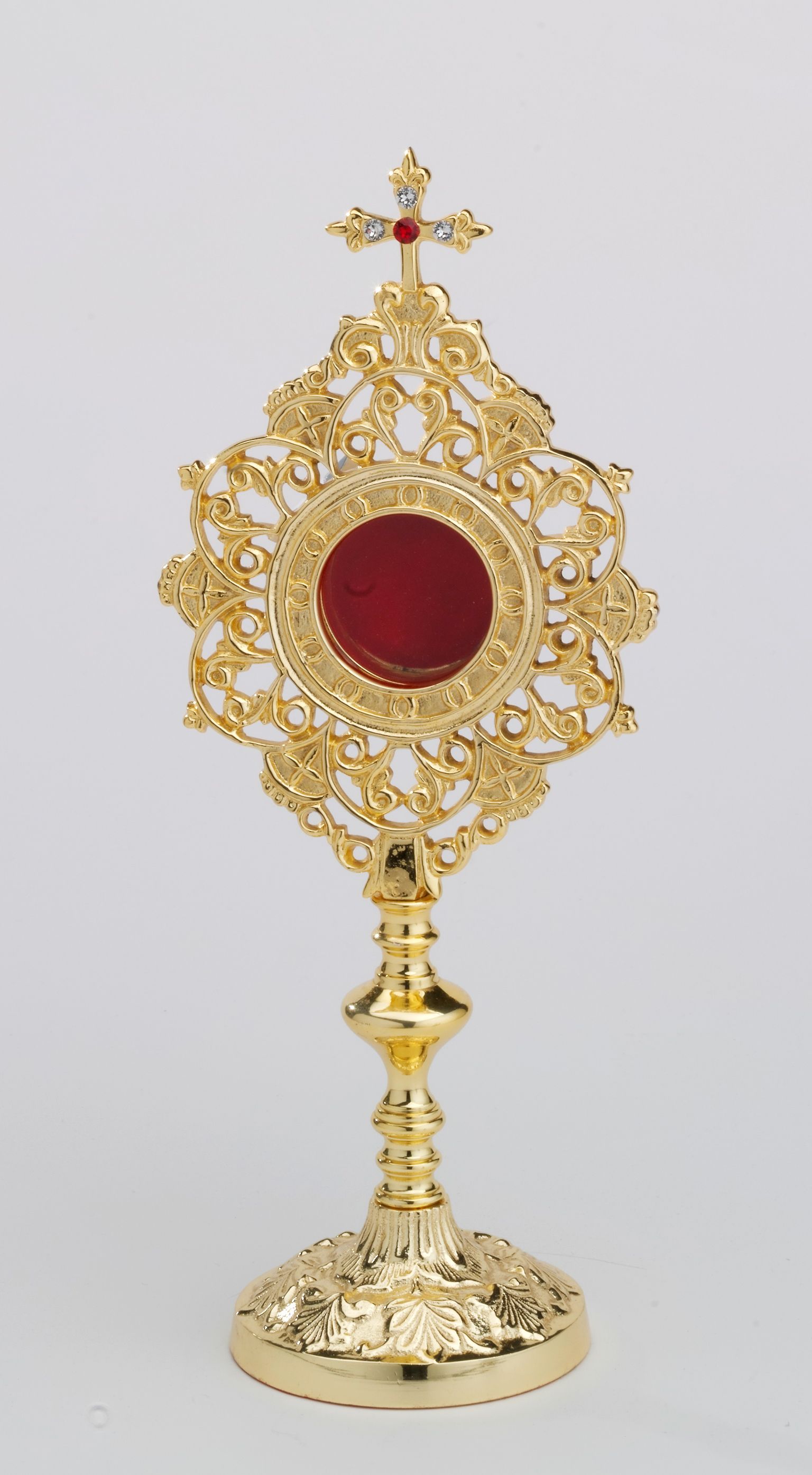 Relikwiarz - 25 cm z kamieniami szlachetnymi, pozłacany (1) - RELIKWIARZE - Nowość