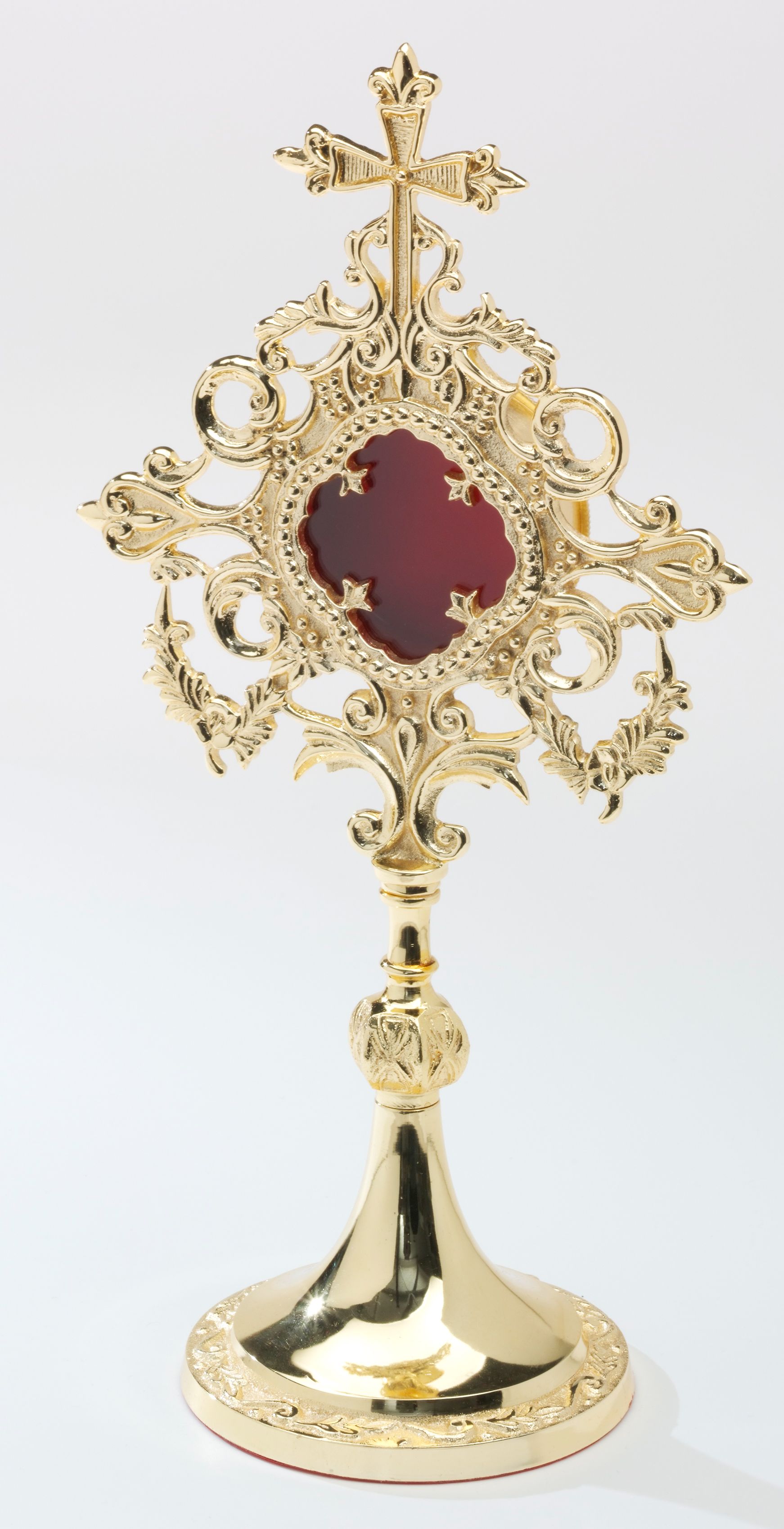 Relikwiarz z kamieniami szlachetnymi, pozłacany - 34 cm - RELIKWIARZE - Nowość