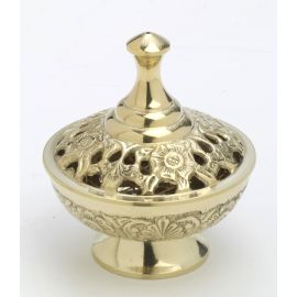 Kadzielniczka domowa, mosiężna z pokrywką - 9 cm - KADZIELNICE DOMOWE