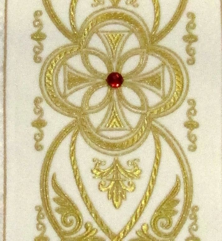 Ornat z rozetą kolor biały - pas aksamit (6) - Ornaty białe/ ecru - zdjęcie 2 - Ornat z rozetą kolor biały - pas aksamit (6)