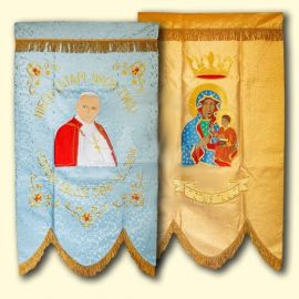 Chorągiew haftowana -  Święty Jan Paweł II - CHORĄGWIE, SZTANDARY