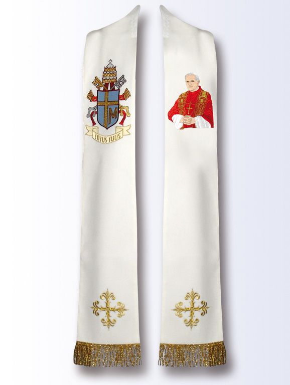 Stuła z wizerunkiem Świętego Jana Pawła II (B) - Z POSTACIAMI - Nowość