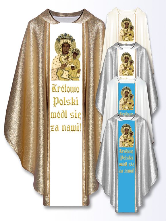 Ornat haftowany - MB Częstochowska z napisem (23) - Ornaty Maryjne - Nowość