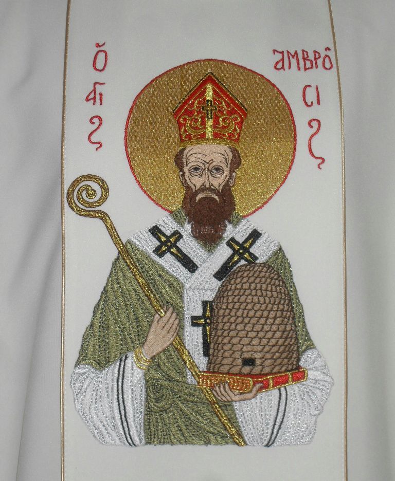 Ornat haftowany - Święty Ambroży - Ornaty z wizerunkiem świętych - zdjęcie 6 - Ornat haftowany - Święty Ambroży