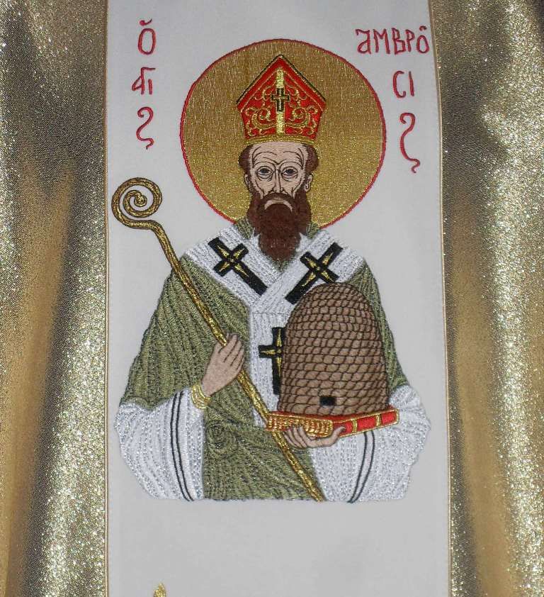 Ornat haftowany - Święty Ambroży - Ornaty z wizerunkiem świętych - zdjęcie 5 - Ornat haftowany - Święty Ambroży
