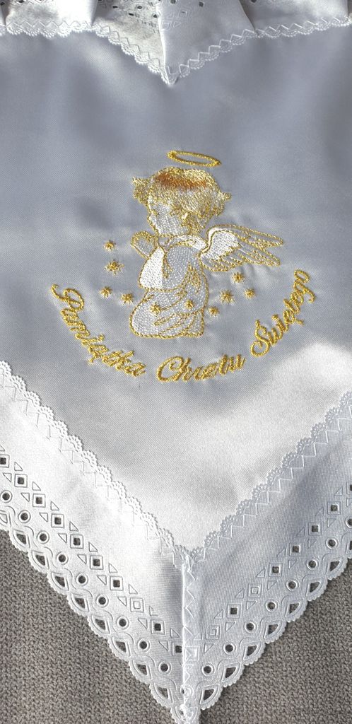 Szatka do chrztu - serce, haft złoty - Szatki haftowane do chrztu - zdjęcie 2 - Szatka do chrztu - serce, haft złoty