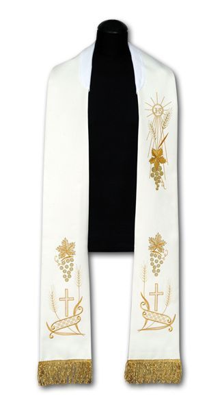 Stuła kapłańska haftowana IHS (95) - EUCHARYSTYCZNE - Nowość