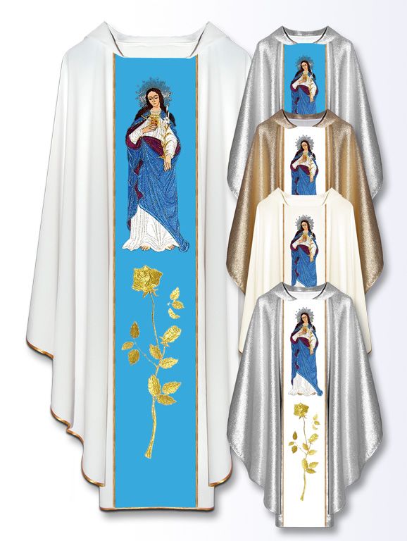 Ornat z haftowanym wizerunkiem - Serce Maryi - Ornaty Maryjne - Nowość
