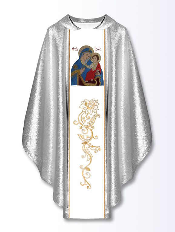 Ornat z haftowanym wizerunkiem - Matka Boża Uzdrowienie Chorych/ MB Bolesna - Ornaty Maryjne - Nowość