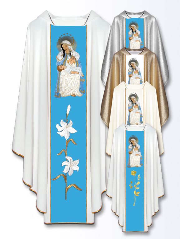 Ornat z haftowanym wizerunkiem - Matka Boża z Portoryko - Ornaty Maryjne - Nowość