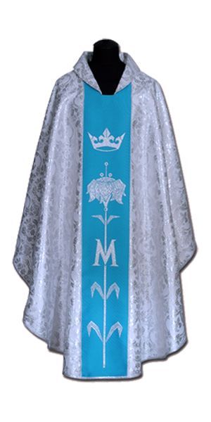 Ornat Maryjny niebieski + ornament srebrny (59A) - Ornaty Maryjne - Ornat Maryjny niebieski + ornament srebrny (59A)