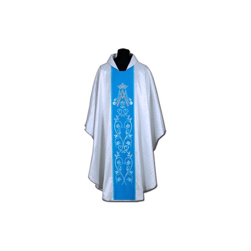 Ornat Maryjny niebieski + ornament srebrny (58A) - Ornaty Maryjne - Ornat Maryjny niebieski + ornament srebrny (58A)