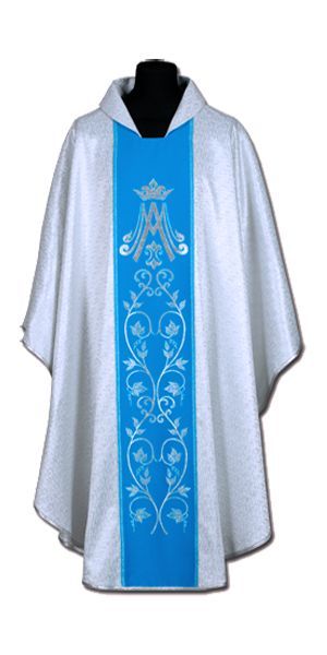 Ornat Maryjny niebieski + ornament srebrny (58A) - Ornaty Maryjne - Nowość