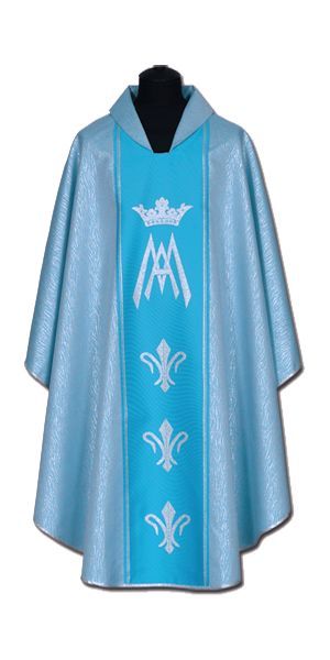 Ornat Maryjny niebieski + ornament srebrny (56A) - Ornaty Maryjne - Nowość