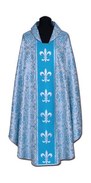 Ornat Maryjny niebieski + ornament srebrny (57A) - Ornaty Maryjne - Ornat Maryjny niebieski + ornament srebrny (57A)