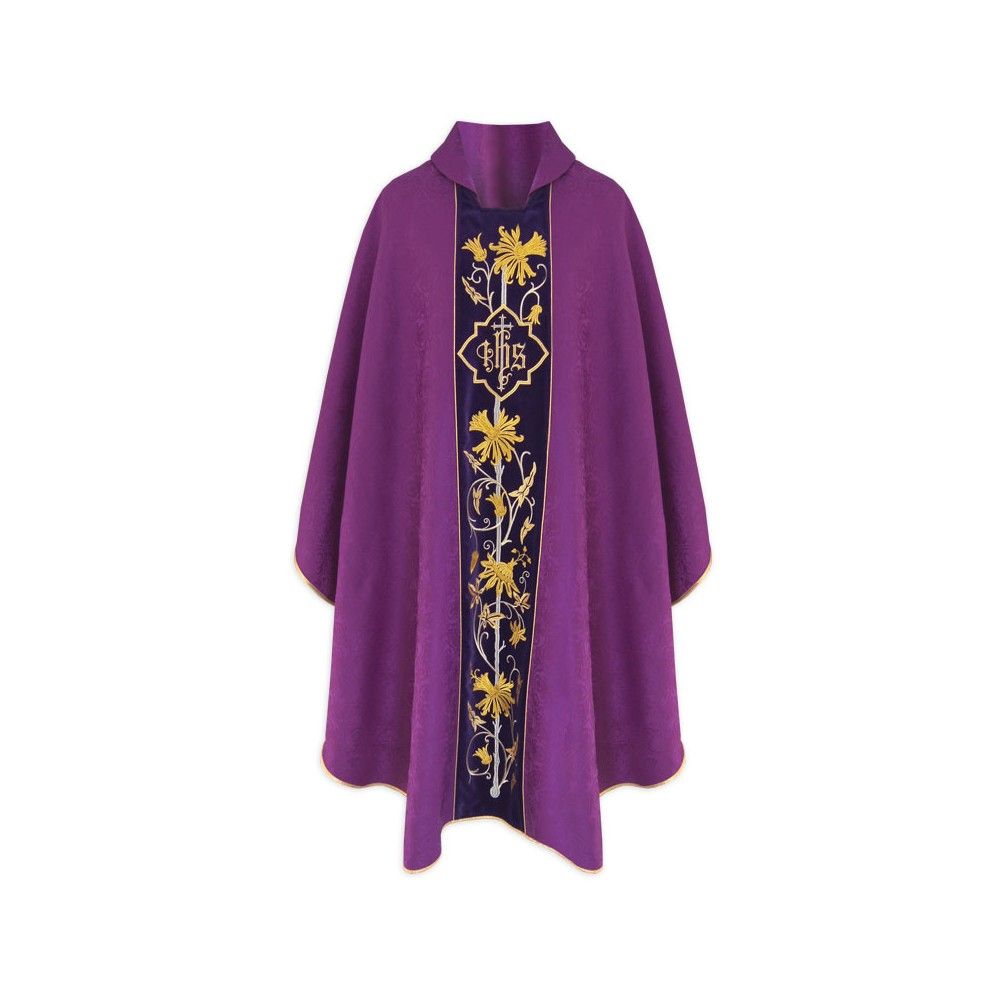 Ornat gotycki IHS żorżeta - kolory liturgiczne (21) - Ornaty haftowane - zdjęcie 3 - Ornat gotycki IHS żorżeta - kolory liturgiczne (20)